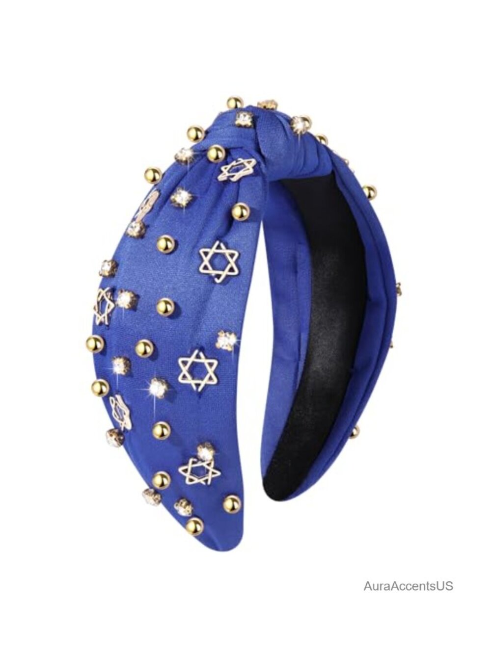 Rhinestone Crystal Star Knotted Headband Wide Top Knot Hair Accessory